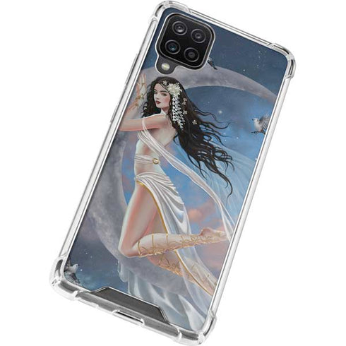 Fairy on Moon with Birds by Nene Thomas Galaxy A12 Clear Case