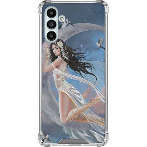 Fairy on Moon with Birds by Nene Thomas Galaxy A13 5G Clear Case