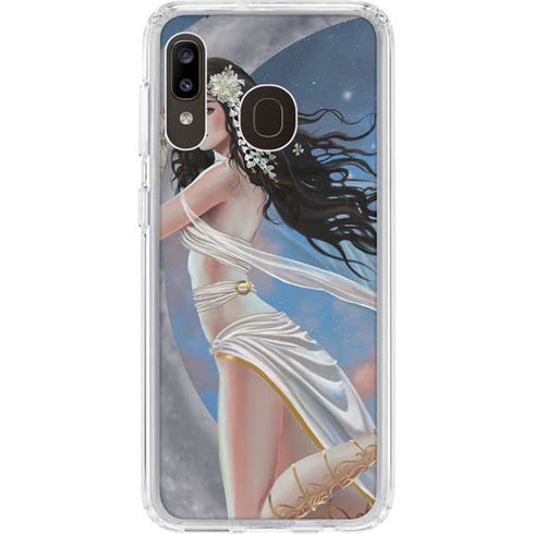 Fairy on Moon with Birds by Nene Thomas Galaxy A20 Clear Case