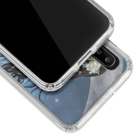 Fairy on Moon with Birds by Nene Thomas Galaxy A20 Clear Case