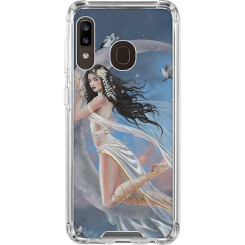 Fairy on Moon with Birds by Nene Thomas Galaxy A30 Clear Case