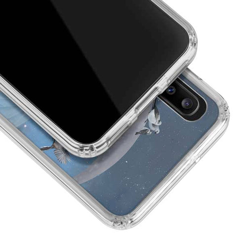 Fairy on Moon with Birds by Nene Thomas Galaxy A30 Clear Case
