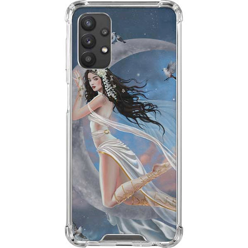 Fairy on Moon with Birds by Nene Thomas Galaxy A32 5G Clear Case