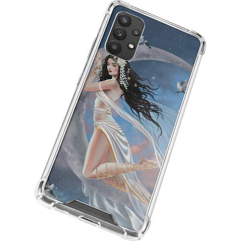 Fairy on Moon with Birds by Nene Thomas Galaxy A32 5G Clear Case