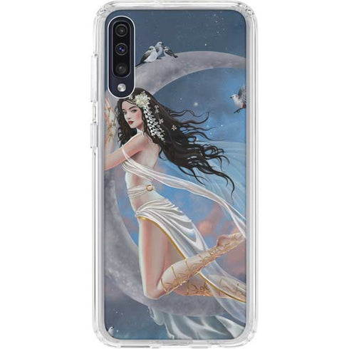 Fairy on Moon with Birds by Nene Thomas Galaxy A50 Clear Case