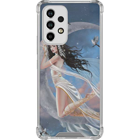 Fairy on Moon with Birds by Nene Thomas Galaxy A53 5G Clear Case