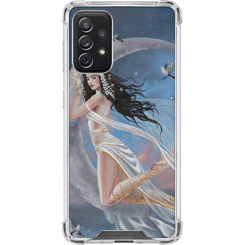 Fairy on Moon with Birds by Nene Thomas Galaxy A72 5G Clear Case