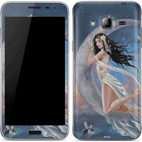 Fairy on Moon with Birds by Nene Thomas Galaxy J3 Skin
