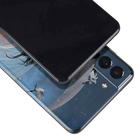 Fairy on Moon with Birds by Nene Thomas Galaxy S21 5G Skin