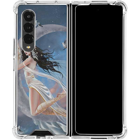 Fairy on Moon with Birds by Nene Thomas Galaxy Z Fold4 5G Clear Case