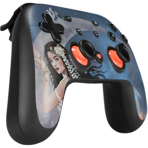 Fairy on Moon with Birds by Nene Thomas Google Stadia Controller Skin