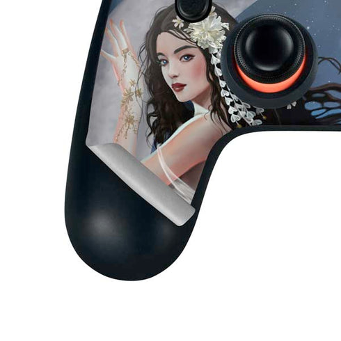Fairy on Moon with Birds by Nene Thomas Google Stadia Controller Skin