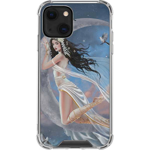 Fairy on Moon with Birds by Nene Thomas iPhone 13 Mini Clear Case