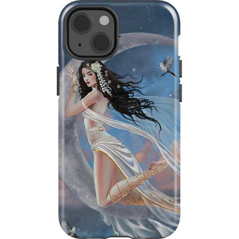 Fairy on Moon with Birds by Nene Thomas iPhone 15 Impact Case