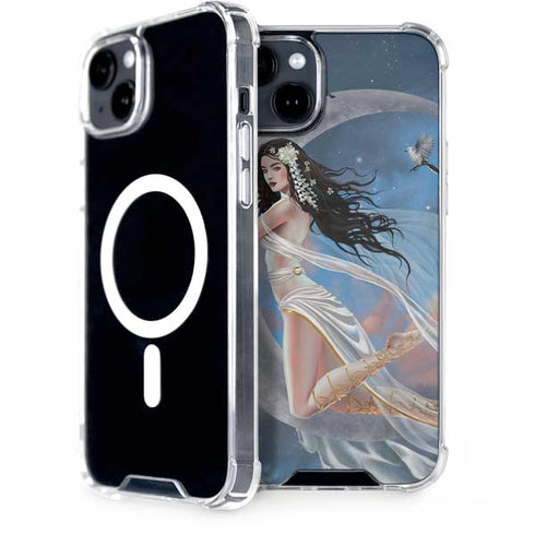 Fairy on Moon with Birds by Nene Thomas iPhone 15 MagSafe Case