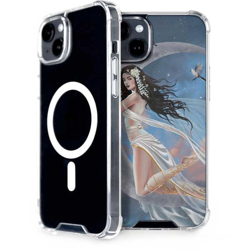 Fairy on Moon with Birds by Nene Thomas iPhone 15 Plus MagSafe Case