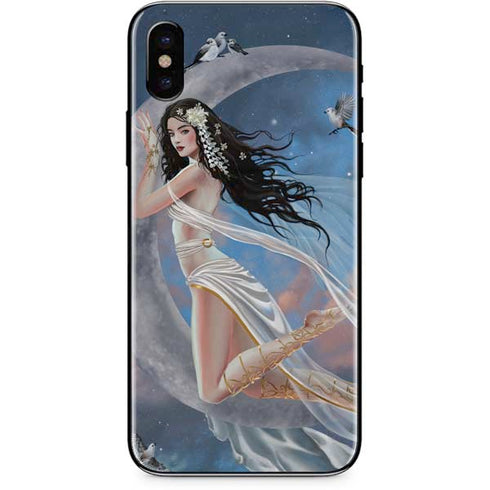 Fairy on Moon with Birds by Nene Thomas iPhone X Skin