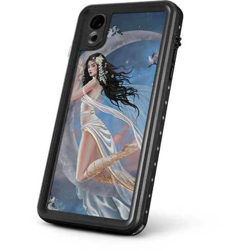 Fairy on Moon with Birds by Nene Thomas iPhone XR Waterproof Case