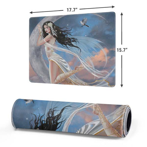 Fairy on Moon with Birds by Nene Thomas Gaming Mouse Pad