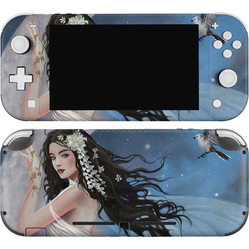 Fairy on Moon with Birds by Nene Thomas Nintendo Switch Lite Skin