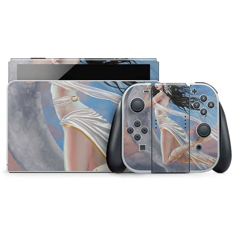 Fairy on Moon with Birds by Nene Thomas Nintendo Switch OLED (2021) Skin