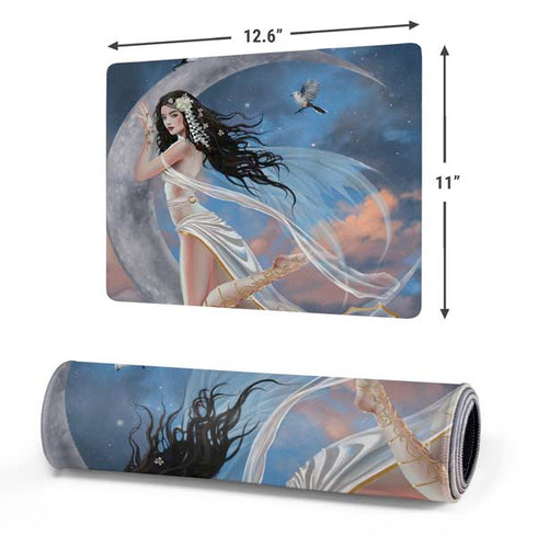 Fairy on Moon with Birds by Nene Thomas Gaming Mouse Pad