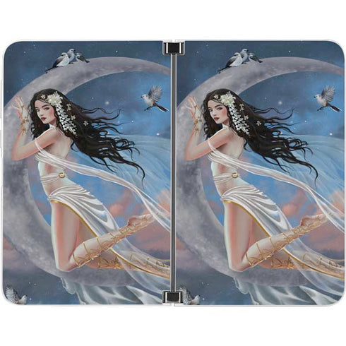 Fairy on Moon with Birds by Nene Thomas Surface Duo Skin