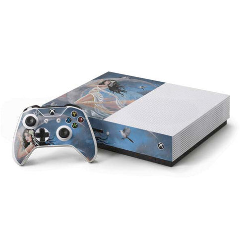 Fairy on Moon with Birds by Nene Thomas Xbox One S Console and Controller Bundle Skin