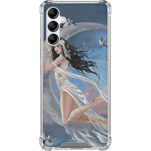 Fairy on Moon with Birds by Nene Thomas Galaxy A15 5G Clear Case
