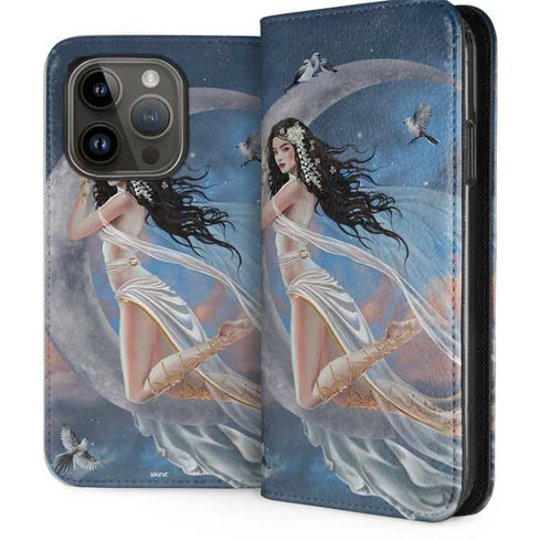 Fairy on Moon with Birds by Nene Thomas iPhone 15 Pro Folio Case