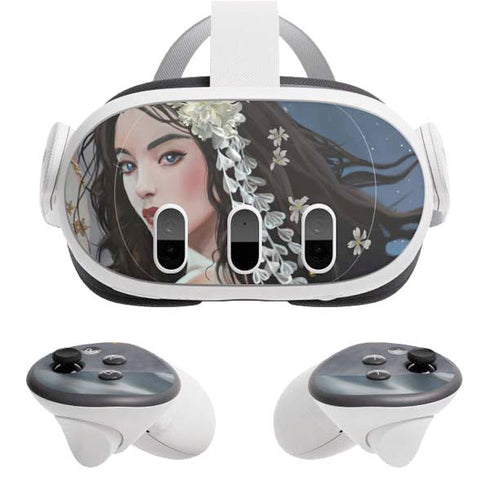 Fairy on Moon with Birds by Nene Thomas Meta Quest 3 Skin