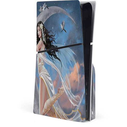 Fairy on Moon with Birds by Nene Thomas PS5 Slim Disk Console Skin