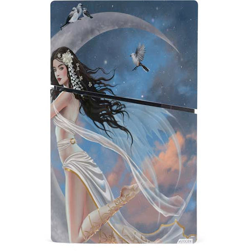 Fairy on Moon with Birds by Nene Thomas PS5 Slim Digital Edition Console Skin