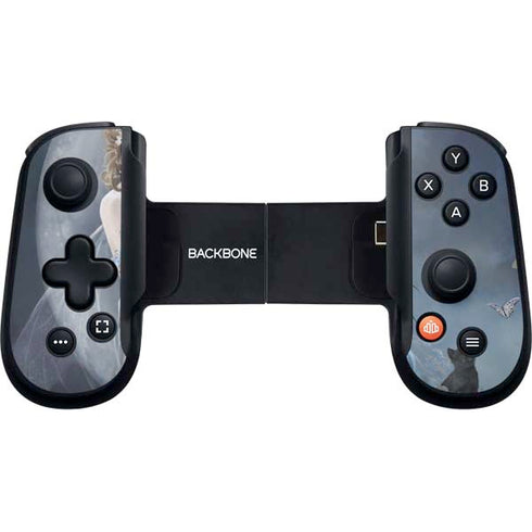 Fairy with Black Cat Sitting on Moon by Nene Thomas Backbone One for iPhone Game Controller Skin