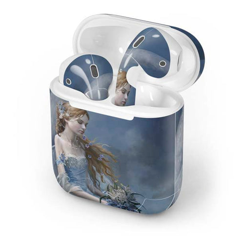 Fairy with Black Cat Sitting on Moon by Nene Thomas Apple AirPods Skin