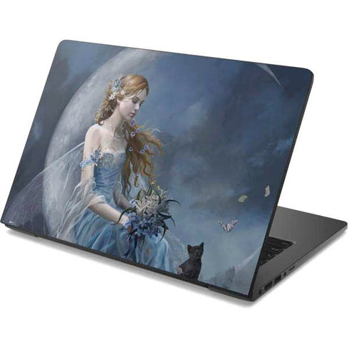 Fairy with Black Cat Sitting on Moon by Nene Thomas Dell Chromebook Skin