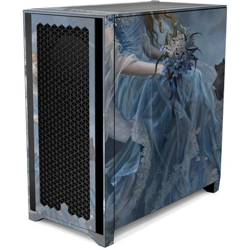 Fairy with Black Cat Sitting on Moon by Nene Thomas Corsair 4000D Tempered Glass Mid-Tower ATX Case Skin