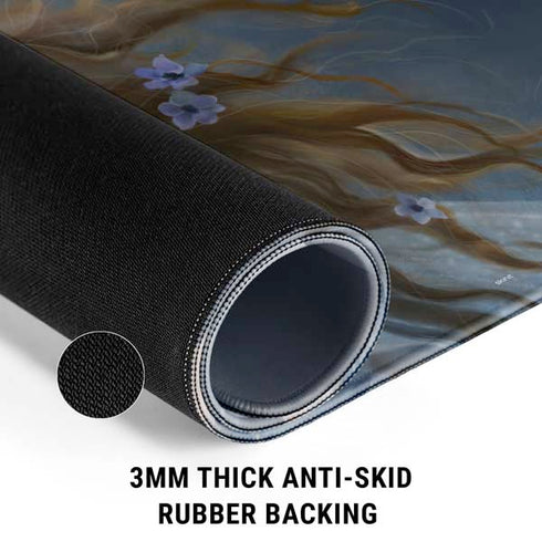 Fairy with Black Cat Sitting on Moon by Nene Thomas Gaming Mouse Pad