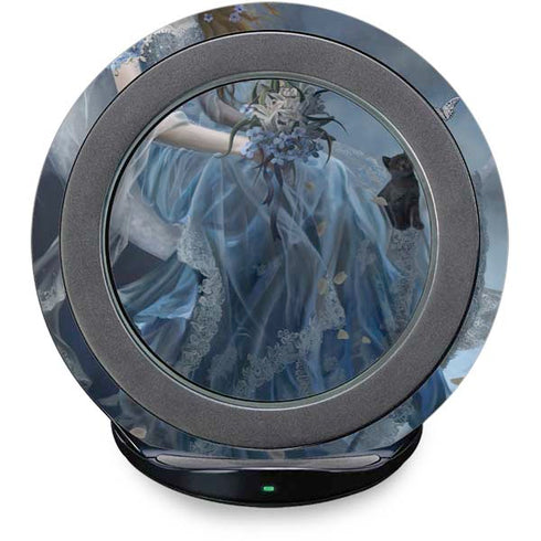 Fairy with Black Cat Sitting on Moon by Nene Thomas Fast Charge Wireless Charging Stand Skin