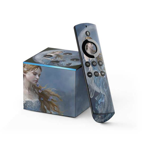 Fairy with Black Cat Sitting on Moon by Nene Thomas Fire TV Cube Skin