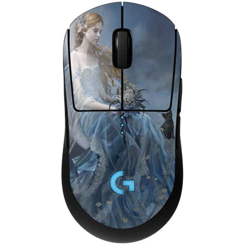 Fairy with Black Cat Sitting on Moon by Nene Thomas G Pro Wireless Gaming Mouse Skin