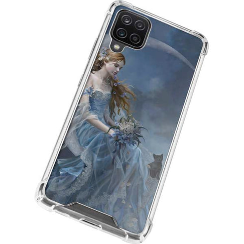 Fairy with Black Cat Sitting on Moon by Nene Thomas Galaxy A12 Clear Case