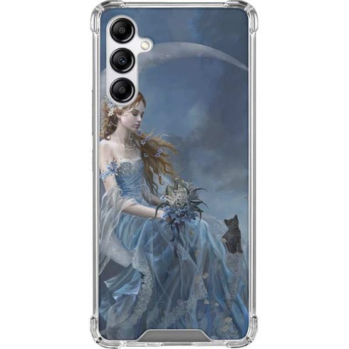 Fairy with Black Cat Sitting on Moon by Nene Thomas Galaxy A14 5G Clear Case