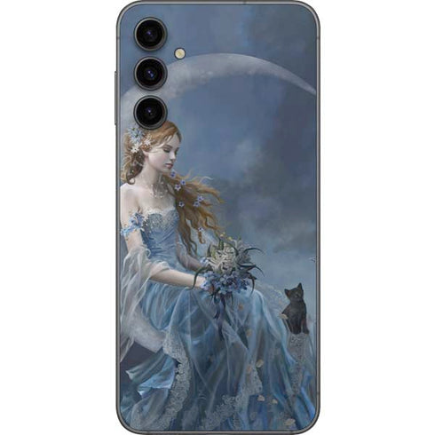 Fairy with Black Cat Sitting on Moon by Nene Thomas Galaxy A14 5G Skin