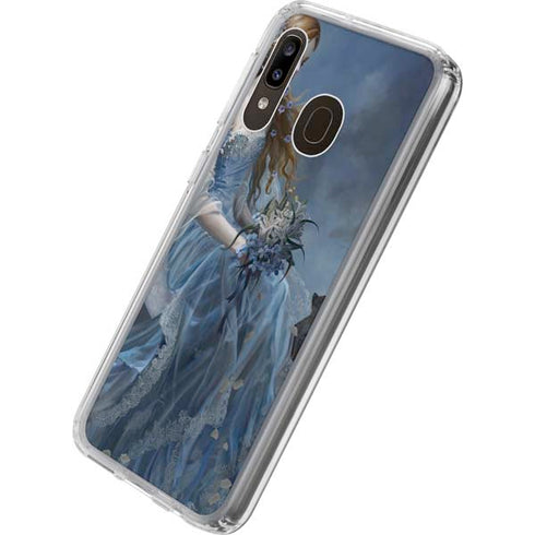 Fairy with Black Cat Sitting on Moon by Nene Thomas Galaxy A20 Clear Case