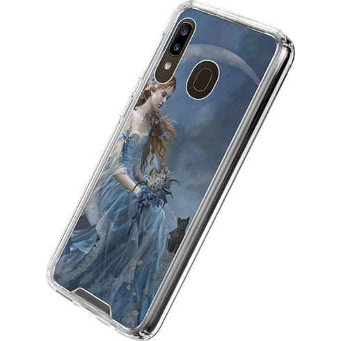 Fairy with Black Cat Sitting on Moon by Nene Thomas Galaxy A30 Clear Case