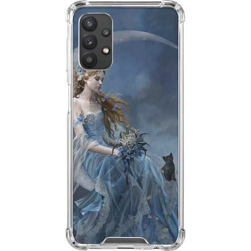 Fairy with Black Cat Sitting on Moon by Nene Thomas Galaxy A32 5G Clear Case