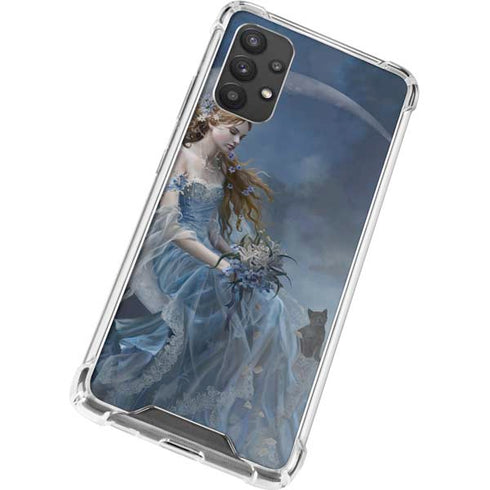 Fairy with Black Cat Sitting on Moon by Nene Thomas Galaxy A32 5G Clear Case