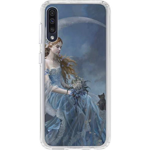 Fairy with Black Cat Sitting on Moon by Nene Thomas Galaxy A50 Clear Case
