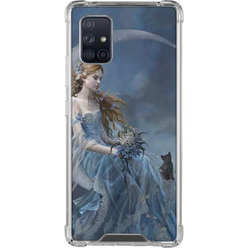 Fairy with Black Cat Sitting on Moon by Nene Thomas Galaxy A71 5G Clear Case